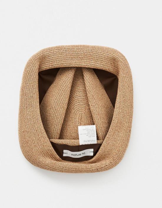  Mature Ha 모자 성숙한 Ha 혼합 리본 작은 챙 박스형  갈색/회색 - OTHER BRANDS