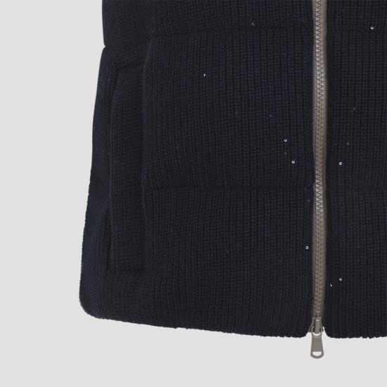 26SS 브루넬로 쿠치넬리 대즐링 코튼 잉글리시 립 니트 다운 베스트 M0DVT2142 Black - BRUNELLO CUCINELLI