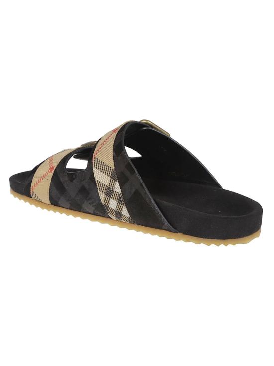 26SS 버버리 체크 스웨이드 얼친 샌들 8118890 A1189 Black - BURBERRY