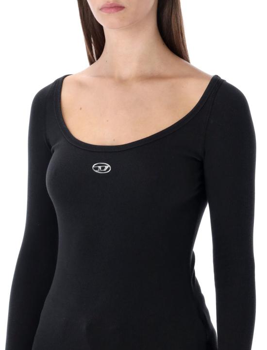  디젤 긴팔 티셔츠 T Bal Od 긴팔 골지 면 티셔츠 블랙 - DIESEL