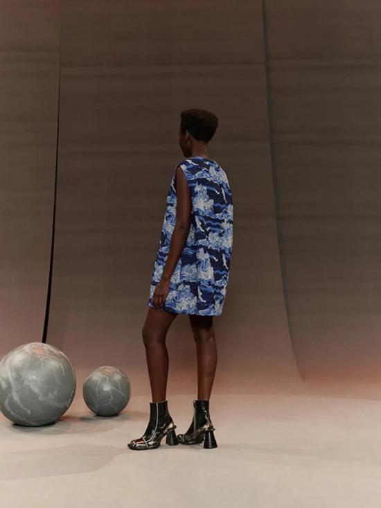  헨릭 빕스코브 숏 원피스 Henrik Vibskov 다트 민소매 드레스 Fishes Blue - HENRIK VIBSKOV