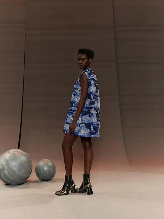  헨릭 빕스코브 숏 원피스 Henrik Vibskov 다트 민소매 드레스 Fishes Blue - HENRIK VIBSKOV