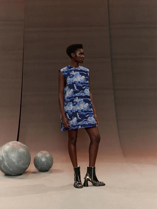  헨릭 빕스코브 숏 원피스 Henrik Vibskov 다트 민소매 드레스 Fishes Blue - HENRIK VIBSKOV