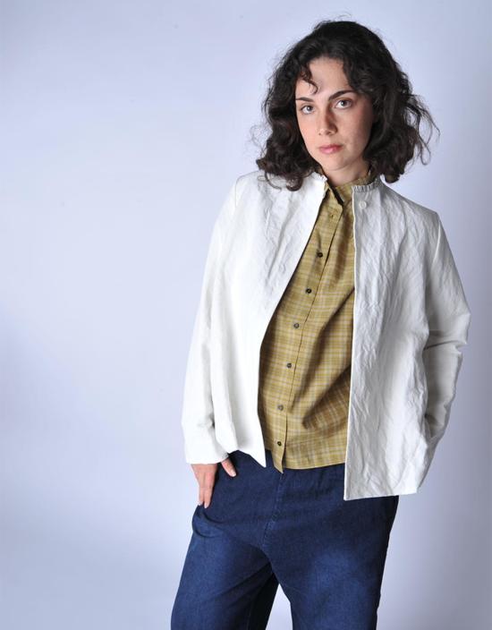  아푼토비 블라우스 A Punto B 올리브 체크 버튼다운 셔츠 - A PUNTO B