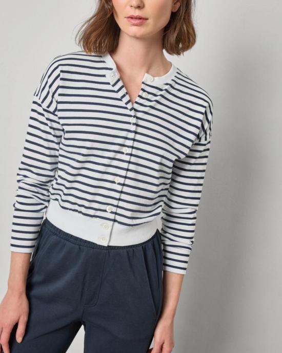  릴라 피 가디건 릴라 P. 립 트리밍  네이비 스트라이프