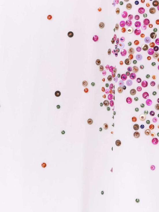  드리스 반 노튼 블라우스 드리스 반 노텐 카시아 코튼 셔츠, 멀티컬러 스팽글 디테일, 화이트 색상 - DRIES VAN NOTEN