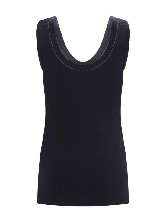  브루넬로 쿠치넬리 민소매 티셔츠 장식 골지 면 탱크탑 아비소 - BRUNELLO CUCINELLI