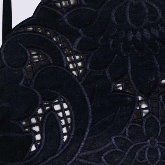  트윈셋 블라우스 블랙 린넨 탑 블루 나이트 - TWINSET