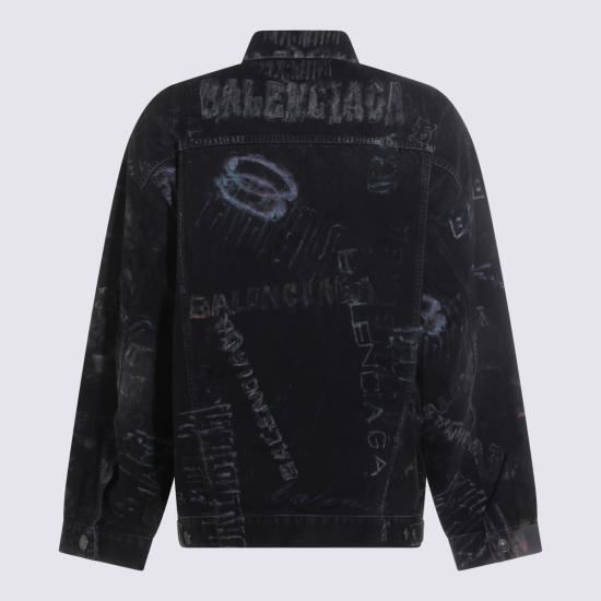  발렌시아가 데님 자켓 코튼 데님 재킷 블랙 - BALENCIAGA