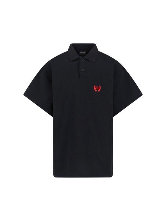  발렌시아가 폴로 티셔츠 로고 폴로 셔츠 블랙