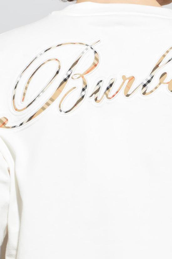  버버리 반팔 티셔츠 티셔츠, 자수 로고 (초크 색상) - BURBERRY