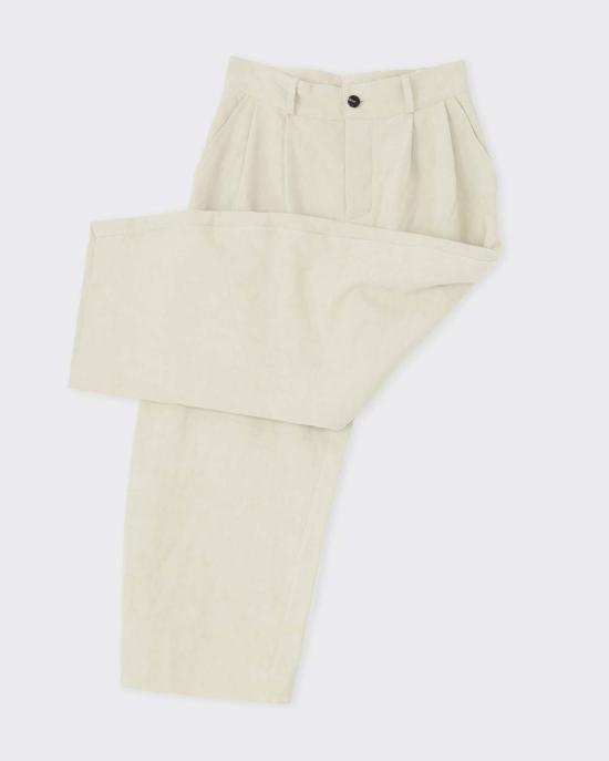  코울리 스튜디오 스트레이트 팬츠 콜리 스튜디오 일본산 코튼 린넨 로비 팬츠 (내추럴 색상) - CAWLEY STUDIO