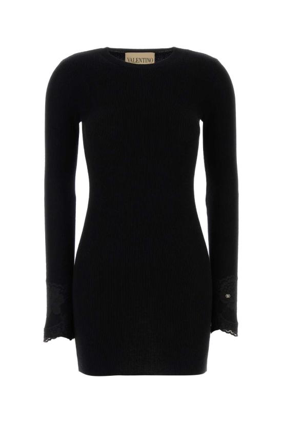  발렌티노 가라바니 미디 원피스 블랙 캐시미어 드레스 블랙