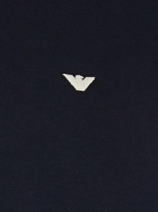  엠포리오 아르마니 긴팔 티셔츠 로고 자수 지퍼 스웨트셔츠 블루 - EMPORIO ARMANI