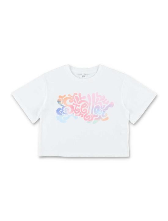  [키즈] 스텔라 맥카트니 티셔츠 스텔라 매카트니 아동용 사이키델릭 로고 크롭 티셔츠 (화이트)