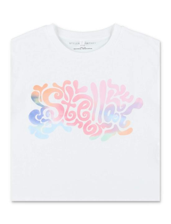  [키즈] 스텔라 맥카트니 티셔츠 스텔라 매카트니 아동용 사이키델릭 로고 크롭 티셔츠 (화이트) - STELLA MCCARTNEY