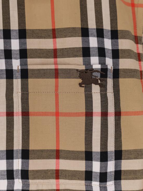  버버리 셔츠 엠마 코튼 셔츠 체크 패턴 셔츠 샌드 Ip 체크 - BURBERRY