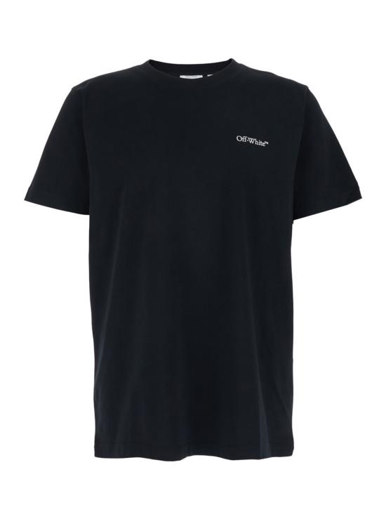  오프화이트 반팔 티셔츠 크루넥 로고 티셔츠 블랙