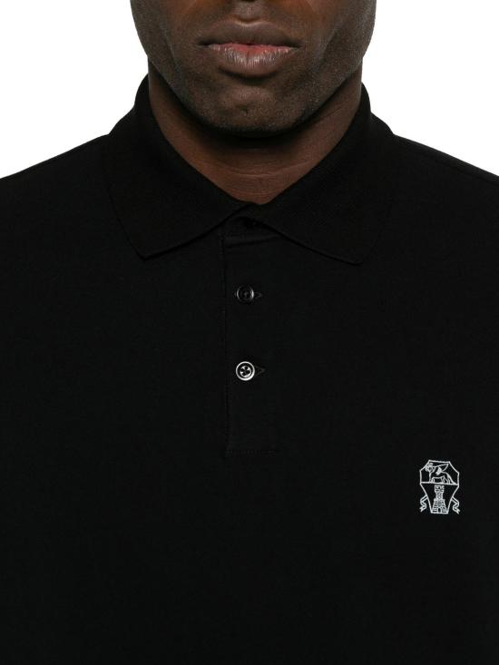  브루넬로 쿠치넬리 폴로 티셔츠 피케 로고 폴로 셔츠 블랙 - BRUNELLO CUCINELLI