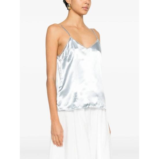  파비아나 필리피 민소매 티셔츠 브이넥 탱크탑 블루 - FABIANA FILIPPI