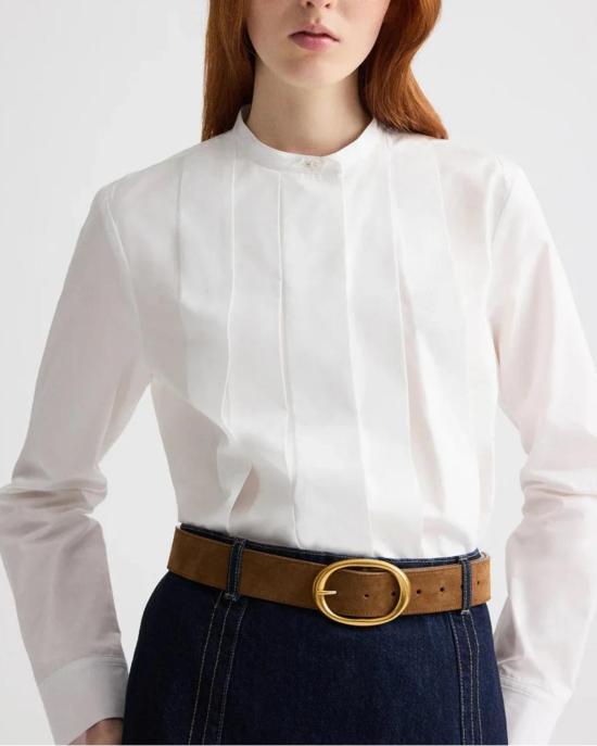  티더블유피 블라우스 타운 클로즈 콜 탑 화이트 - TWP