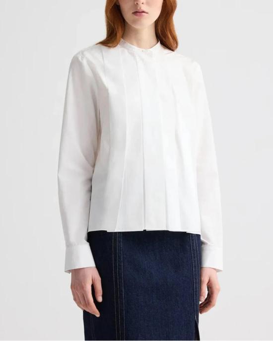  티더블유피 블라우스 타운 클로즈 콜 탑 화이트 - TWP