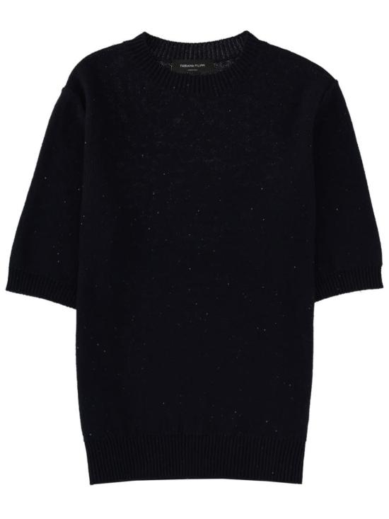  파비아나 필리피 반팔 티셔츠 린넨 블렌드 티셔츠 탑 블루