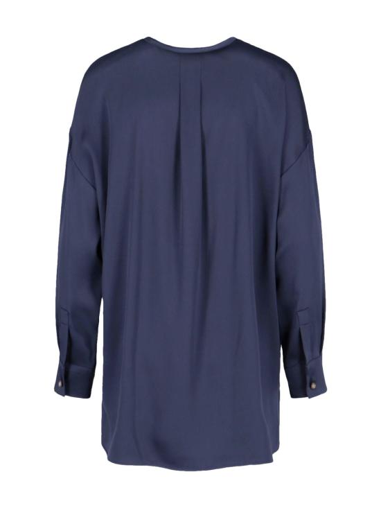  조르지오 아르마니 블라우스 실크 블라우스 블루 - GIORGIO ARMANI