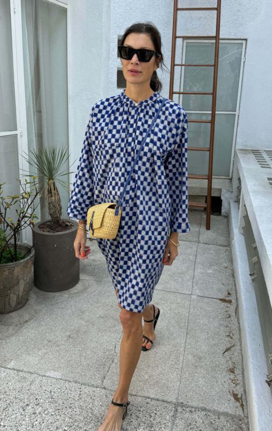  투 튜닉 두 개의 체크무늬 이캇 - TWO