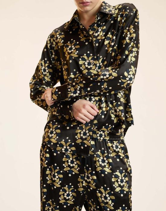  신시아 로리 블라우스 신시아 로울리 골드 필리그리 실크 셔츠 블랙/골드 - CYNTHIA ROWLEY