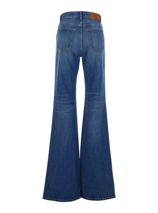  끌로에 데님 팬츠 와이드 레그 데님 진 (펜던트 참 장식 포함, 블루) - CHLOE