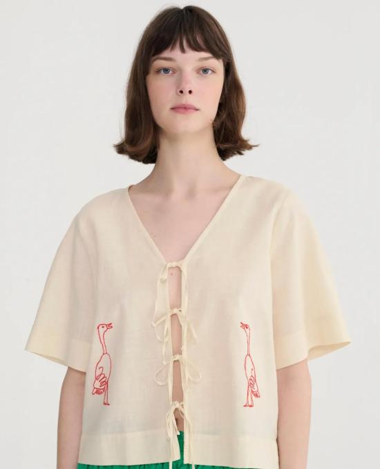  보보쇼즈 블라우스 Bobo가 선택한 자수 타이  탑 - BOBO CHOSES