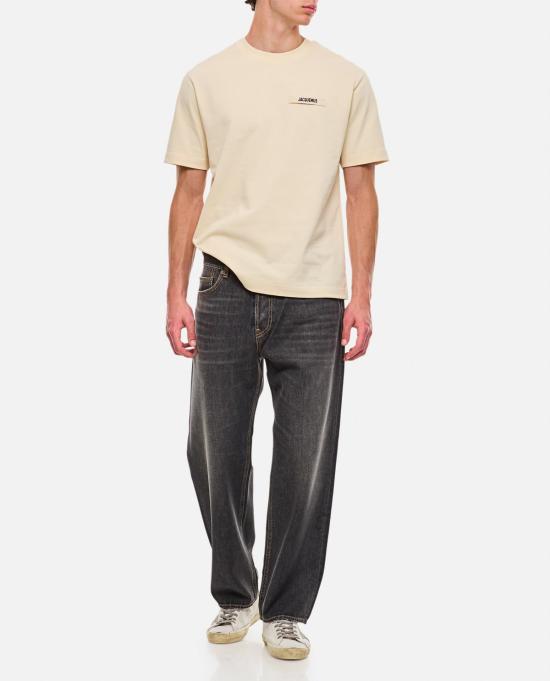  자크뮈스 반팔 티셔츠 Jacquemus Gros Grain 티셔츠 베이지 - JACQUEMUS