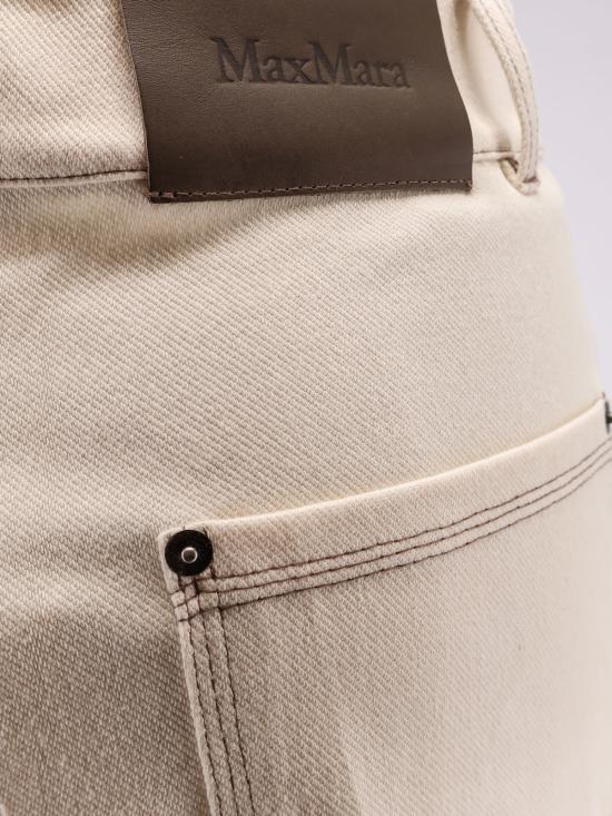  막스마라 스트레이트 팬츠 코튼 블렌드 Mxpribes 팬츠 아이보리 - MAX MARA