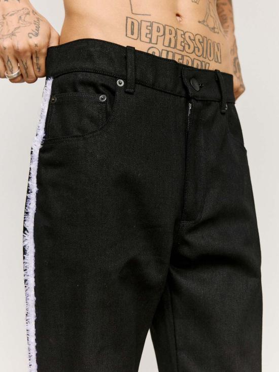  [키즈] 어니스트 더블유 베이커 트레이닝/조거 팬츠 어니스트 W. 베이커 블랙 오가닉 데님 트림 플레어 진 - ERNEST W. BAKER