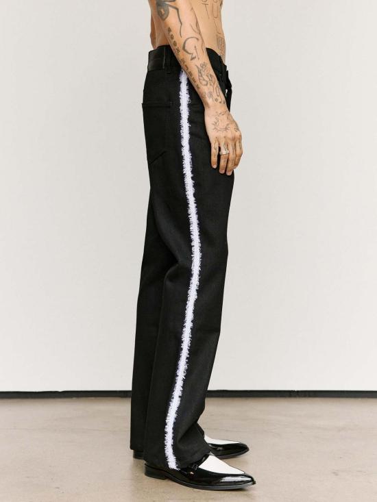  [키즈] 어니스트 더블유 베이커 트레이닝/조거 팬츠 어니스트 W. 베이커 블랙 오가닉 데님 트림 플레어 진 - ERNEST W. BAKER