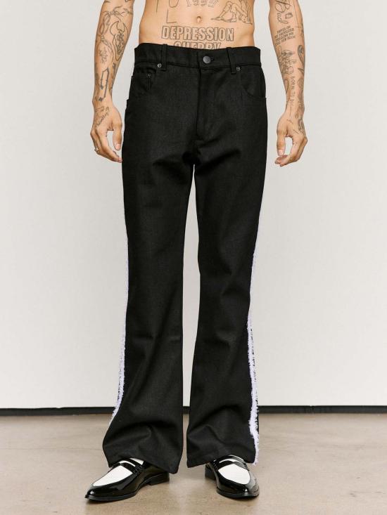  [키즈] 어니스트 더블유 베이커 트레이닝/조거 팬츠 어니스트 W. 베이커 블랙 오가닉 데님 트림 플레어 진 - ERNEST W. BAKER