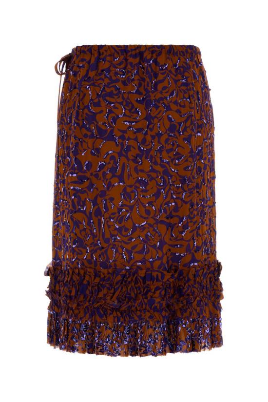  드리스 반 노튼 미디 스커트 드리스 반 노텐 프린트 비스코스 스캇츠  오렌지 - DRIES VAN NOTEN