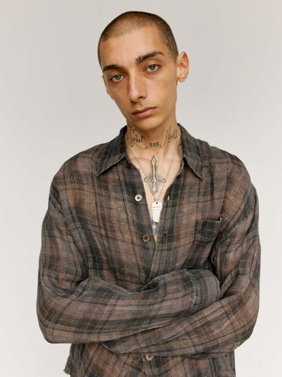  아워레가시 긴팔 셔츠 아워 레거시 페넘브라 체크 시어코트 린넨 어보브 셔츠 - OUR LEGACY