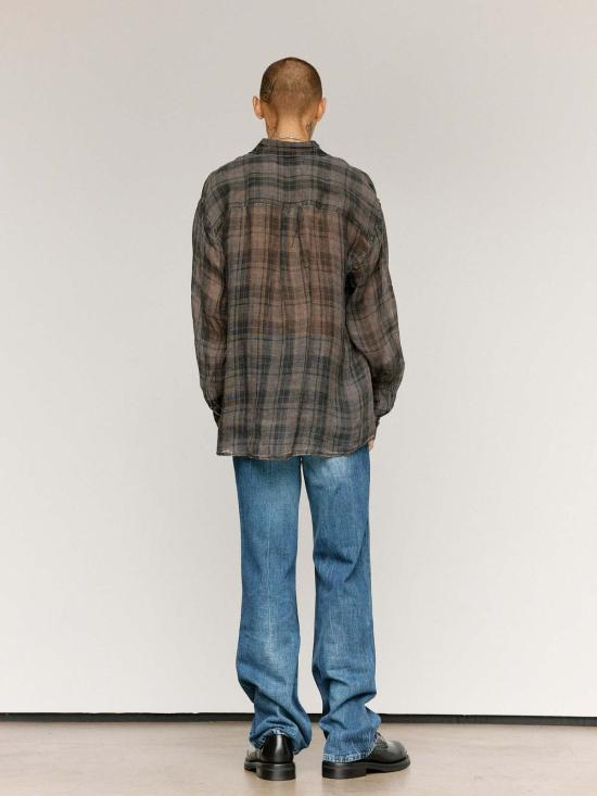  아워레가시 긴팔 셔츠 아워 레거시 페넘브라 체크 시어코트 린넨 어보브 셔츠 - OUR LEGACY