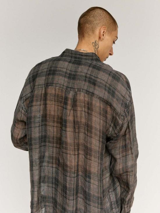  아워레가시 긴팔 셔츠 아워 레거시 페넘브라 체크 시어코트 린넨 어보브 셔츠 - OUR LEGACY