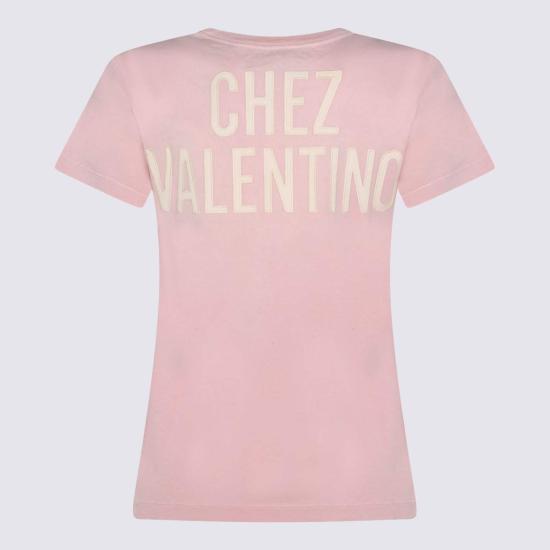  발렌티노 가라바니 반팔 티셔츠 발렌티노 핑크 코튼 티셔츠 뉴트럴 로즈/베툴라 - VALENTINO GARAVANI