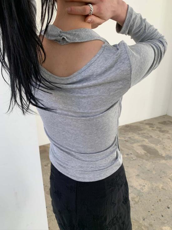  더 엔케이씨 스토어 긴팔 티셔츠 Nkc 스토어 넬리 탑 그레이 - The NKC Store