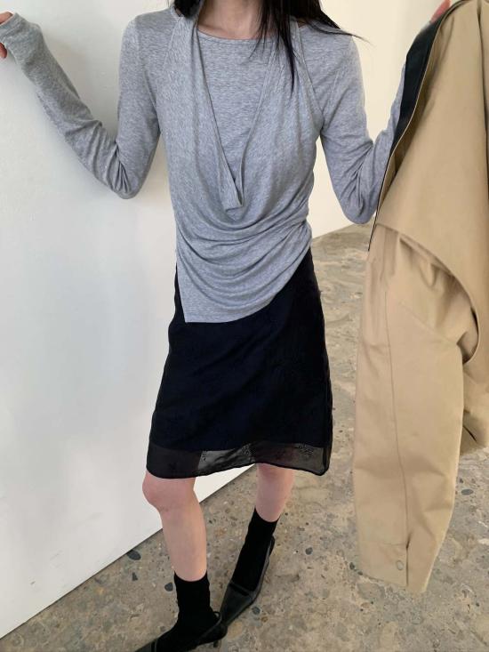  더 엔케이씨 스토어 긴팔 티셔츠 Nkc 스토어 넬리 탑 그레이 - The NKC Store