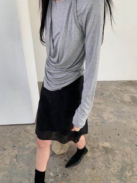  더 엔케이씨 스토어 긴팔 티셔츠 Nkc 스토어 넬리 탑 그레이 - The NKC Store