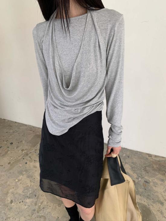  더 엔케이씨 스토어 긴팔 티셔츠 Nkc 스토어 넬리 탑 그레이 - The NKC Store