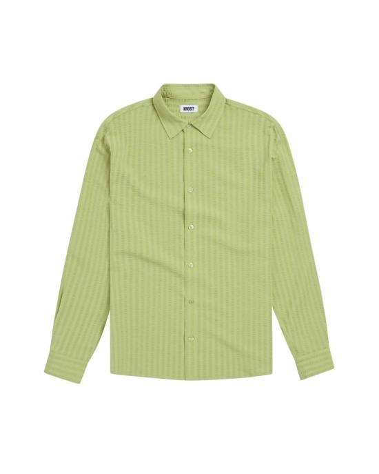  KROST 긴팔 셔츠 크로스트 조던 스트라이프 주름 셔츠 그린