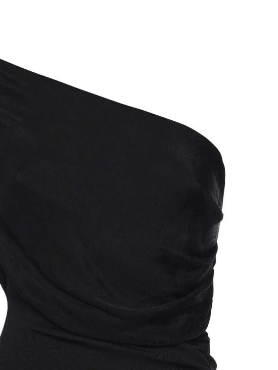  셀프 포트레이트 미디 원피스 드레이프 니트 미디 드레스 블랙 - SELF PORTRAIT