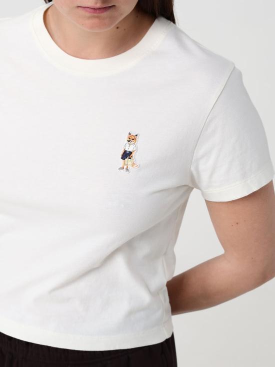 26SS 메종키츠네 드레스드 폭스 베이비 티셔츠 QW00113KJ7026 0443 Ivory - MAISON KITSUNE