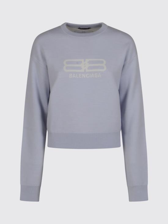 25FW 발렌시아가 로고 인타르시아 스웨터 850046T1760 9076 Gnawed Blue